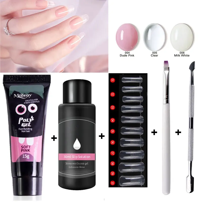 Beateal новые комплекты полигеля Маникюр быстрое наращивание клей для ногтей пилка