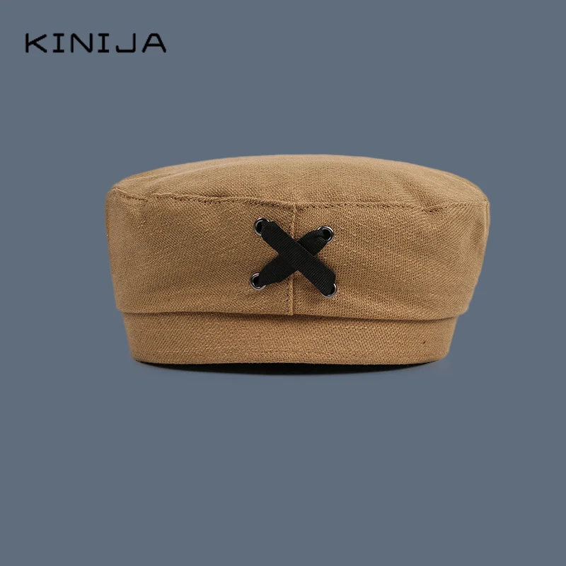 Винтажная плоская кепка художника Женский Осенний дизайнерский берет из хлопка