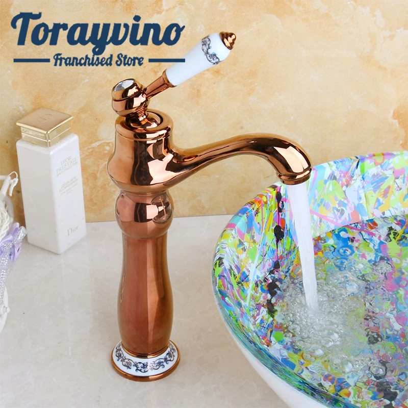Torayvino кран для раковины ванной комнаты розовое золото с одной ручкой