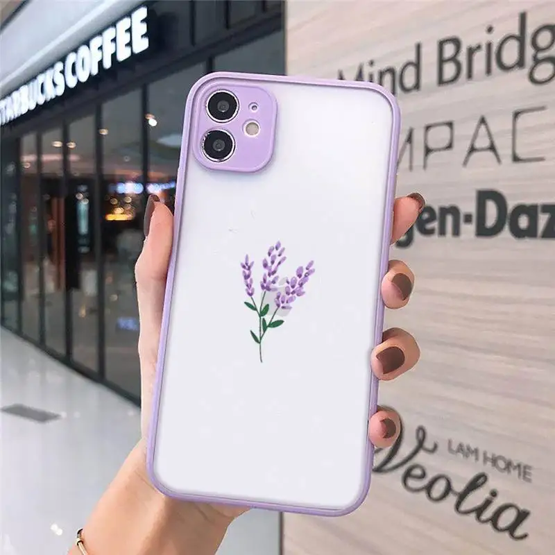 

Dried flower print pattern Phone Cases matte transparent For iphone 7 8 11 12 plus mini x xs xr pro max cover