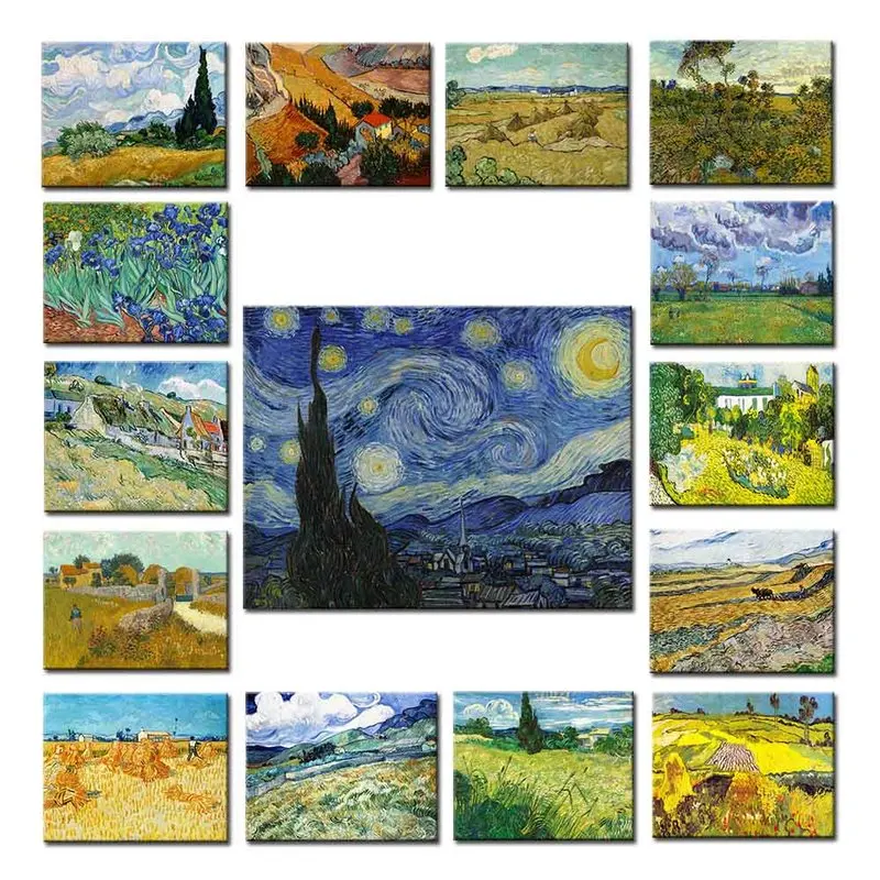 Ван Гог &quotЗвездное небо&quot миндальное дерево вечерние холст картины Плакаты и