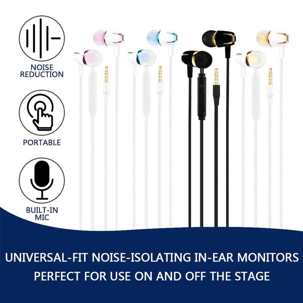 

Wired Earphone Electroplating Bass Stereo In-ear Headphone With Mic Hansfree Call Phone Earphone For Android IOS