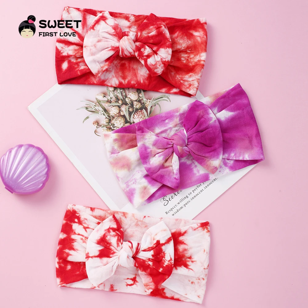 Повязка на голову с принтом для девочек тюрбан бантом бант из нейлона мягкий