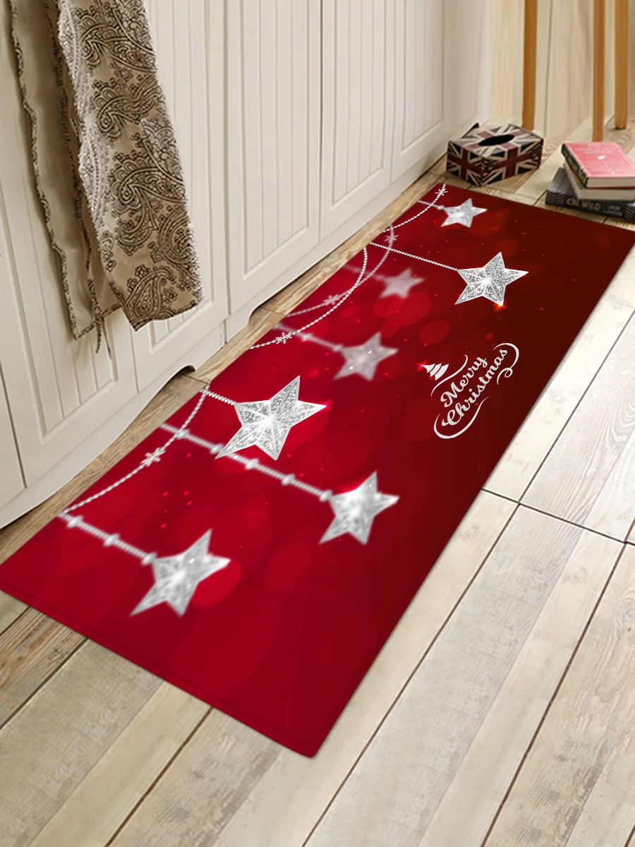 silver star S m X XL 3D Рождественский Санта-Клаус Противоскользящий коврик для кухонной комнаты фланелевый коврик для ванной комнаты - Цвет: silver star