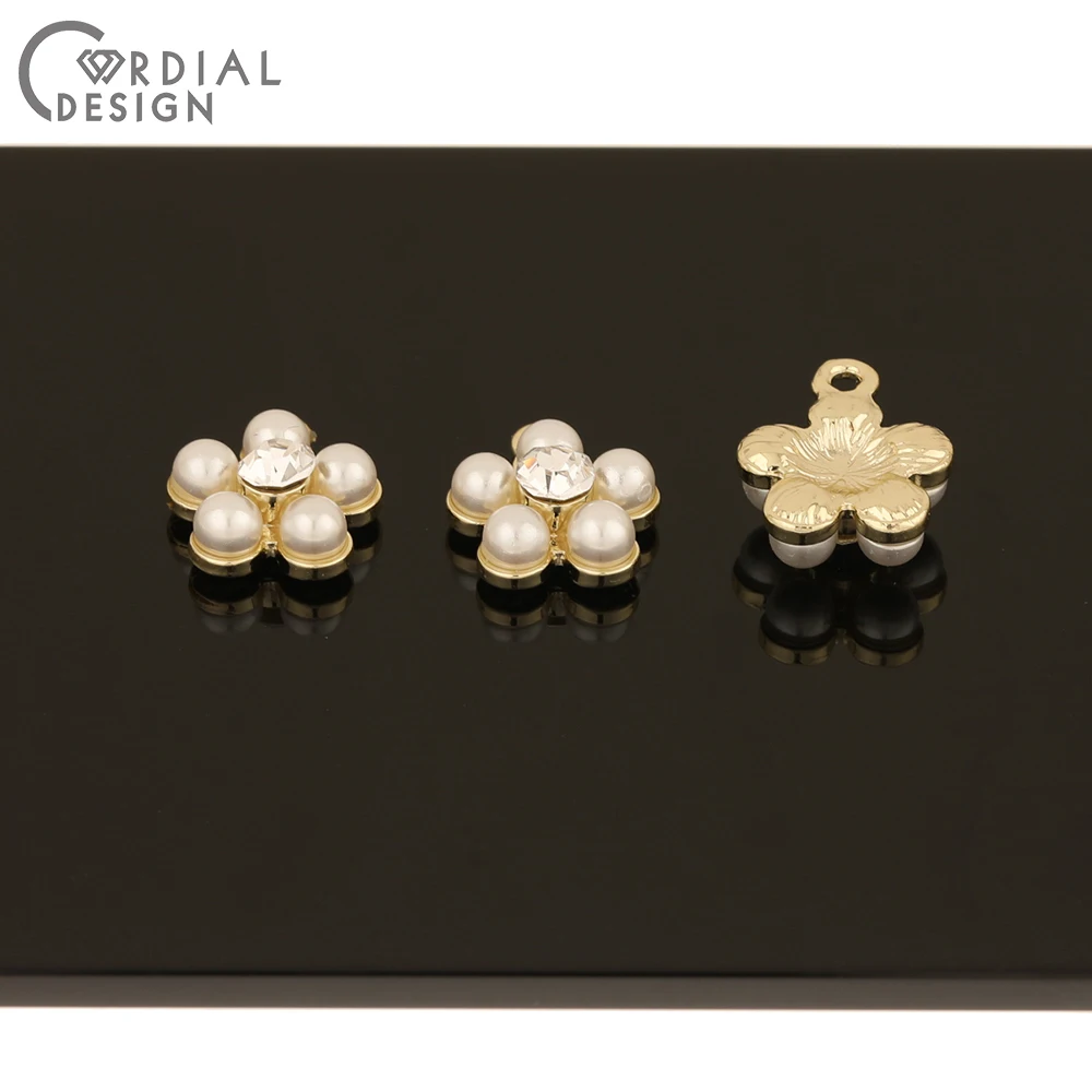 

Cordial Design 100Pcs 14*17MM Jewelry Accessories/Imitation Pearl/Hand Made/Rhinestone Pendants/Flower Shapes/DIY Making/Charms
