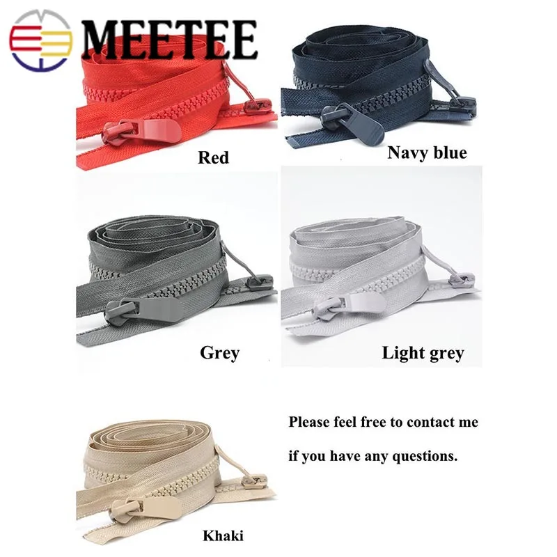 Meetee 2 шт. 120 см 8 # Смола открытый конец двойной слайдер головы молния для пуховой