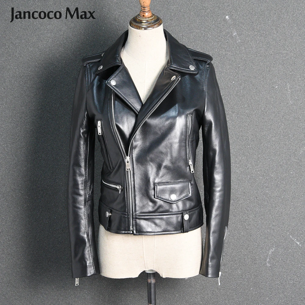 Куртка женская из натуральной кожи классическое черное пальто весна осень S8004|Кожаные куртки| |