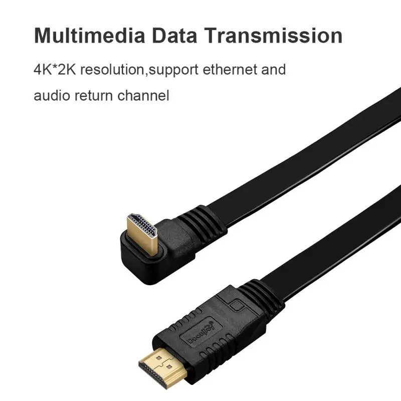 Универсальный кабель HDMI на 0 3 метра 90 / 270 градусов плоский 4K X 2K шнур для PS4