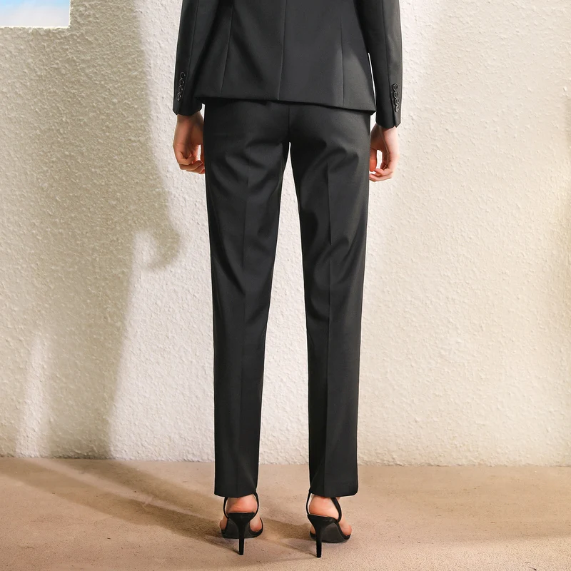 

Meizan Straight Casual Trousers High Waist Slimming Large Size Loose High-End Business Working Commuter Gray Suit Pants for