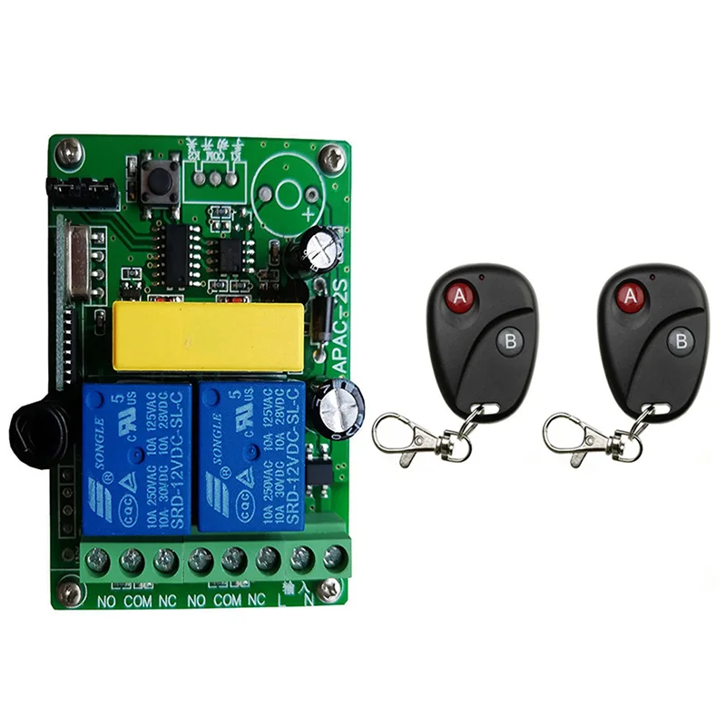 

AC 220V 2CH 433MHz rf Remote Control Switch Wireless Relay Receiver Controller for Garage\ Door\ LED\ Bulb garage door opener