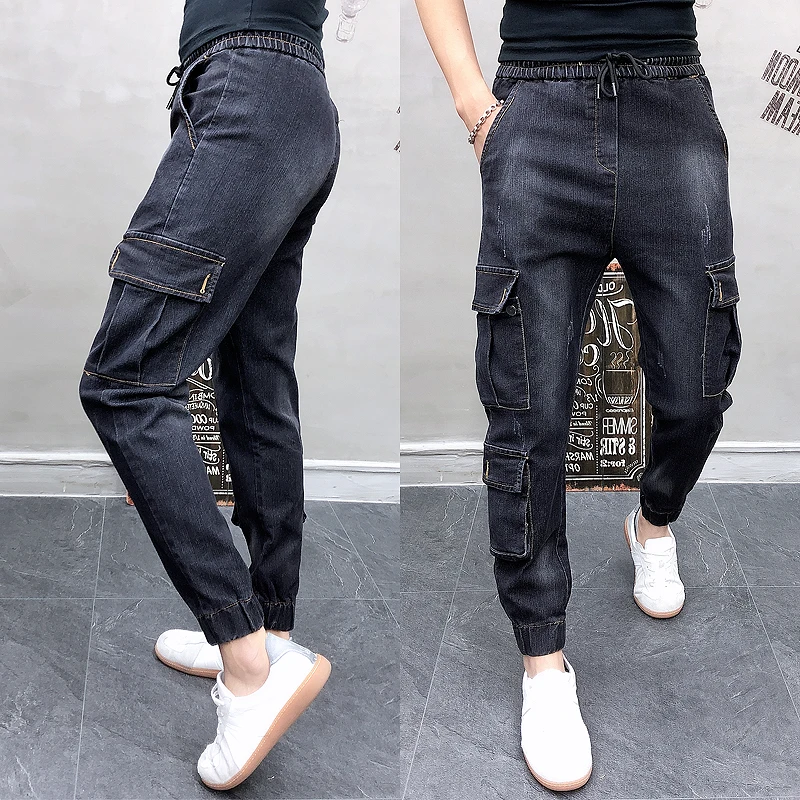 Высококачественные джинсы для бега мужские модные Универсальные облегающие