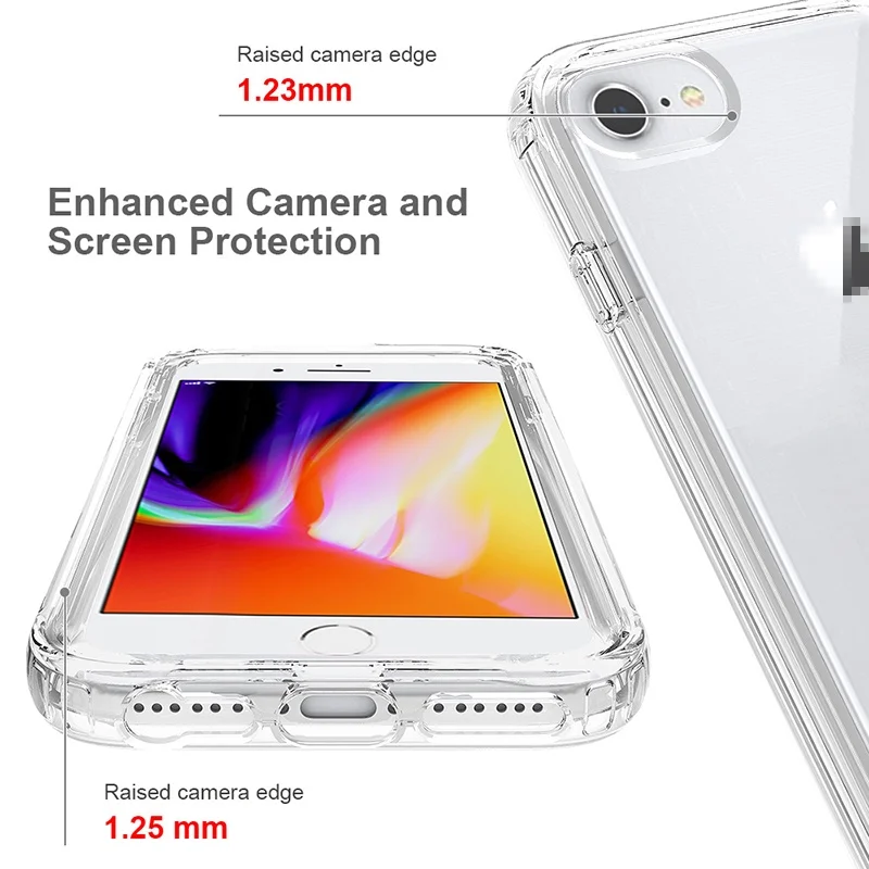 

Hight Transparent Gradient Shockproof Case for iPhone 6s 6 7 8 SE 2020 4.7" with Snap-fitting Protection Front Frame