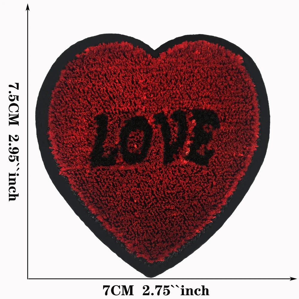 

1Pcs Heart-shaped fluff embroidery clothes patch attached to clothes bag shoe badge backpack patch applique sewing accessories