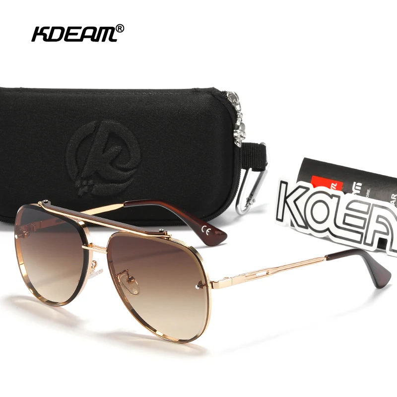 

KDEAM Rimless Pilot Sunglasses Men 62mm Lens Width 100% UV Sun Glasses Stylish Female Shades With Hard Protective Box KD203