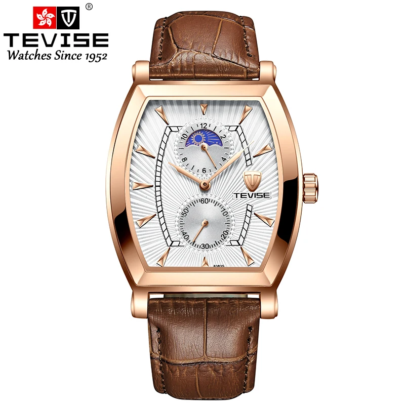 

TEVISE watch men's six hands wine barrel rectangular quartz watch