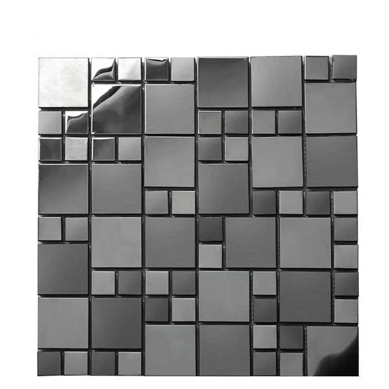 

11pcs/Box Simple Modern Metal Stainless Steel Mosaic Ceramic Tile TV Background Wall Porch Bathroom Decorative Wall Tile