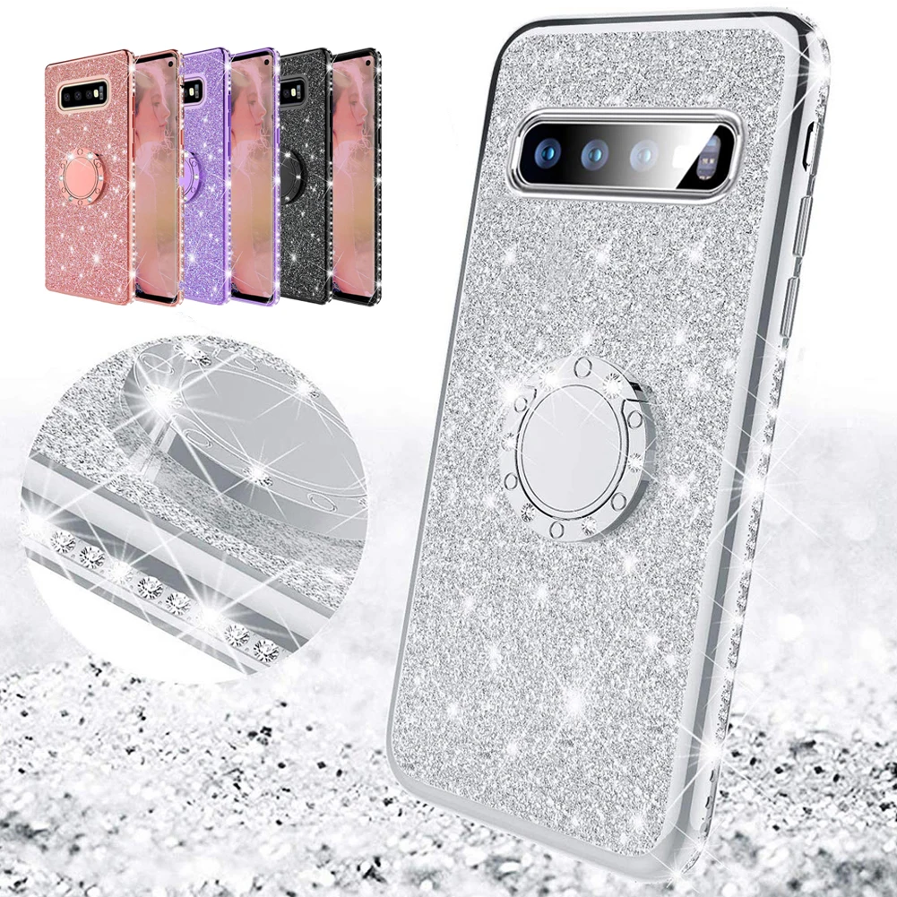3D Diamond 360 Degree Rotating Ring Holder Plating soft TPU Glitter Bling Case for Samsung Shining note 9 S8 S9+ S10 Cover |