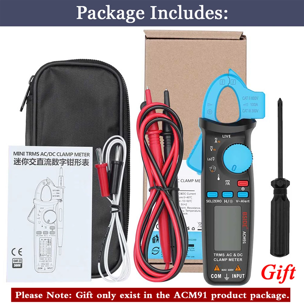 

Mini Digital Clamp Meters Pocket Digital Clamp Meter Multimeter BSIDE DC/AC Current 100A 1mA Tester