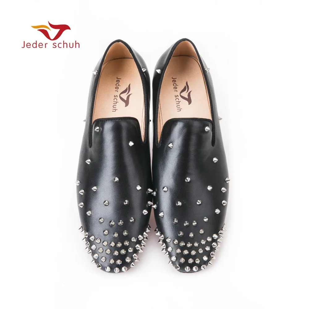 

Jeder Schuh Italy Design New Fashion Loafers Wedding And Banquet Shoes, Rivet Ornaments Leather Material Handmade Men Flats