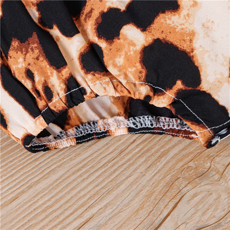 

0-24M Lovely Baby Girls Summer Rompers Headband Infant Baby Girls Princess Girls Ruffles Sleeve Romper Leopard Print Jumpsuits