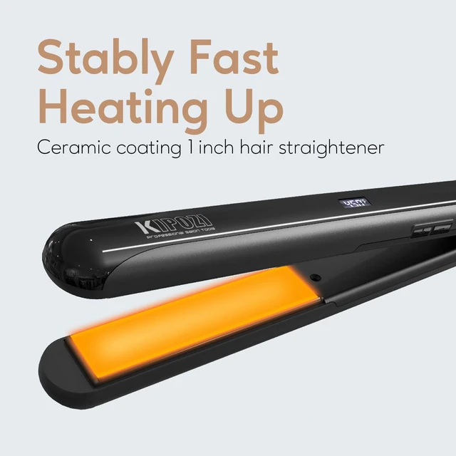 KIPOZI Professional Hair Flat Iron 2 In 1 Hair Curler Adjustable Temperature Fast Heating Hair Straightener Straightening Iron 3