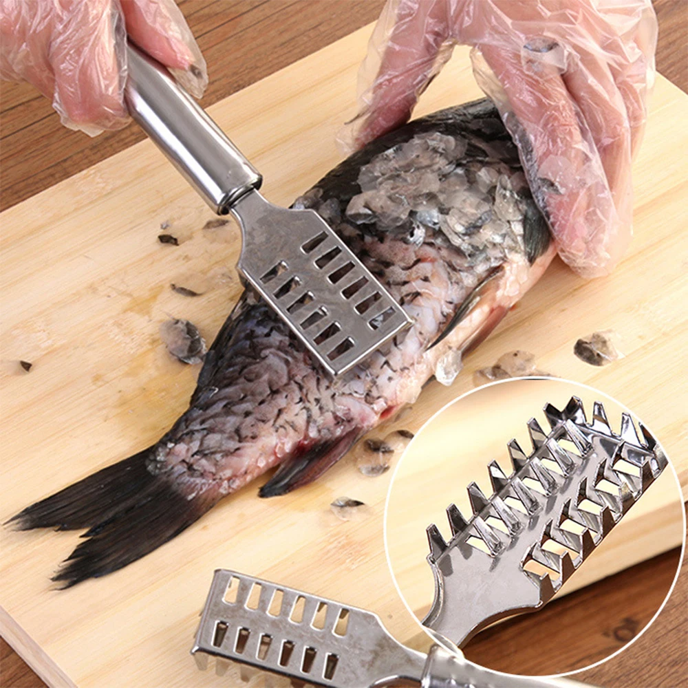 

Fish Scaler Brush Stainless Steel Fish Scale Remover Scraper Scales Scraping Brush Cleaning Device Kitchen Tool
