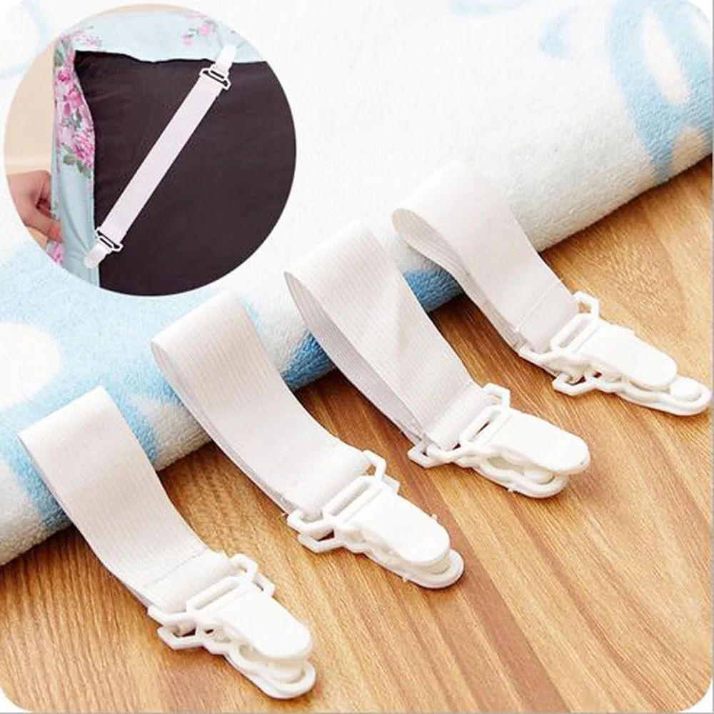 4pcs/Set Bed Sheet Fix Clips Strong Nylon Buckle Elastic Band Holder Sheets Fasteners Clip Grippers Mattress Accessories | Дом и сад