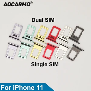 Imported Aocarmo For iPhone 11 Single / Dual Metal Plastic Nano Sim Card Tray Slot Holder Replacement Parts