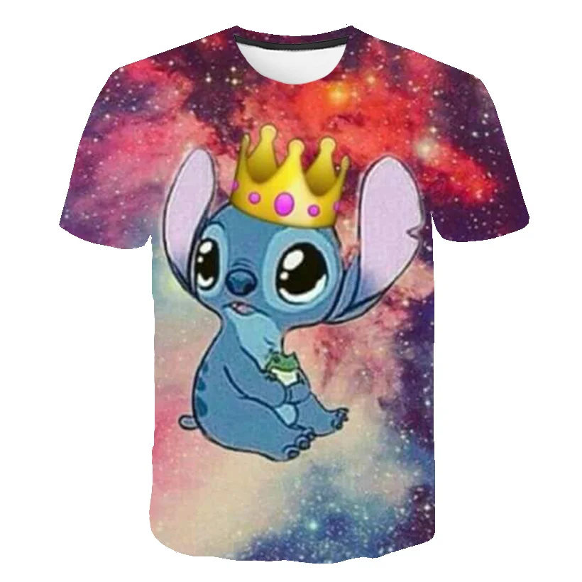 3D Lilo Stitch одежда для девочек розовая детская футболка Kawaii аниме мальчиков