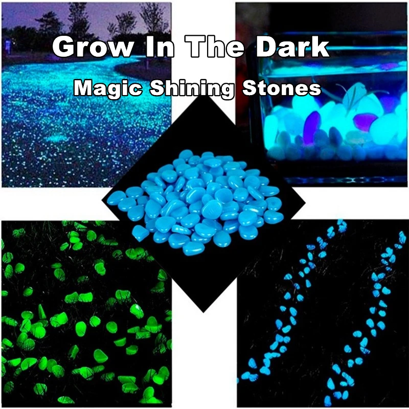 

50/100 PCS Garden Pebbles Glow in the Dark Macadam Rocks for Walkways Patio Lawn Shining Yard Detritus Magic Stones Garden Path