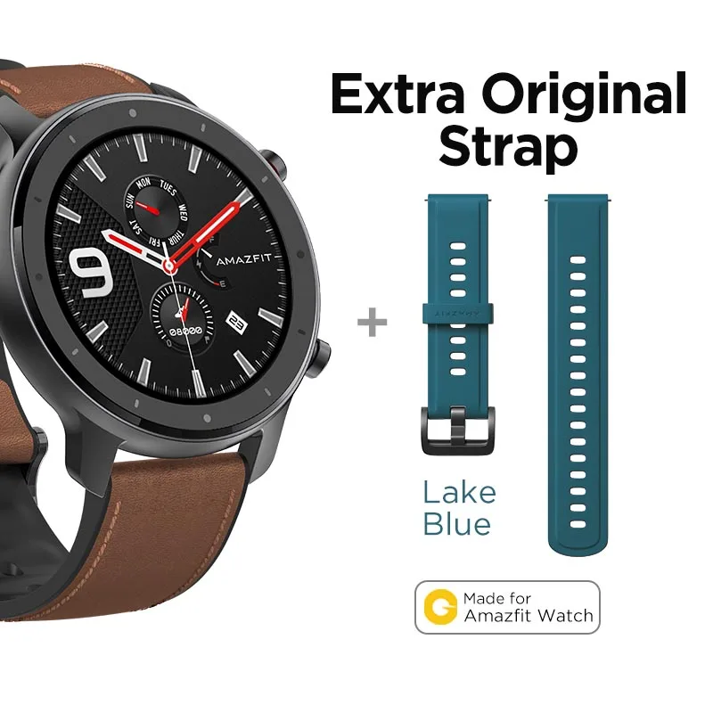 A-Exrea Lkblue Strap Глобальная версия, Новые смарт-часы Amazfit GTR, 47 мм, 5ATM, умные часы, 24 дня, батарея, управление музыкой, для Xiaomi, Android, IOS, телефона - Цвет: A-Exrea Lkblue Strap