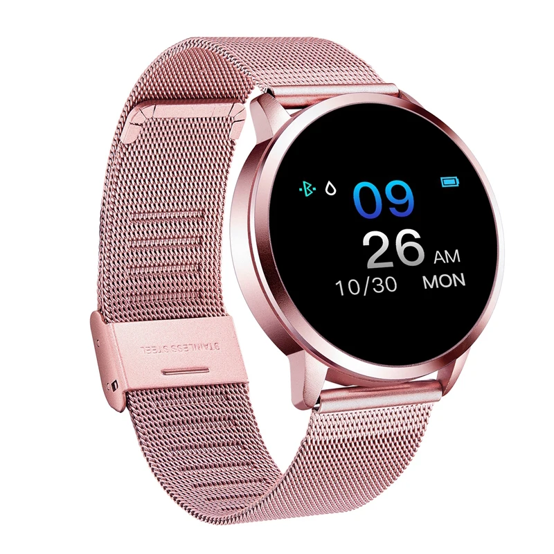 metal strap pink Q8 Смарт-часы фитнес-трекер для мужчин и женщин новые модные Смарт-часы монитор сердечного ритма и артериального давления для Android iPhone iOS - Цвет: metal strap pink