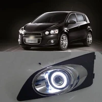 led cob angel eye rings front projector lens fog lights assembled lamp bumper replacement cover fit for chevrolet aveo