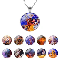 disney coco cute character pattern 25mm glass dome pendant long chain necklace kids dinner party gifts cabochon jewelry dsn655