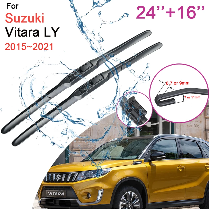 

Car Front Windshield Wiper Blades for Suzuki Vitara LY 2015 2016 2017~2021 Two Rubber Snow Scraping Silent Accessories Stickers