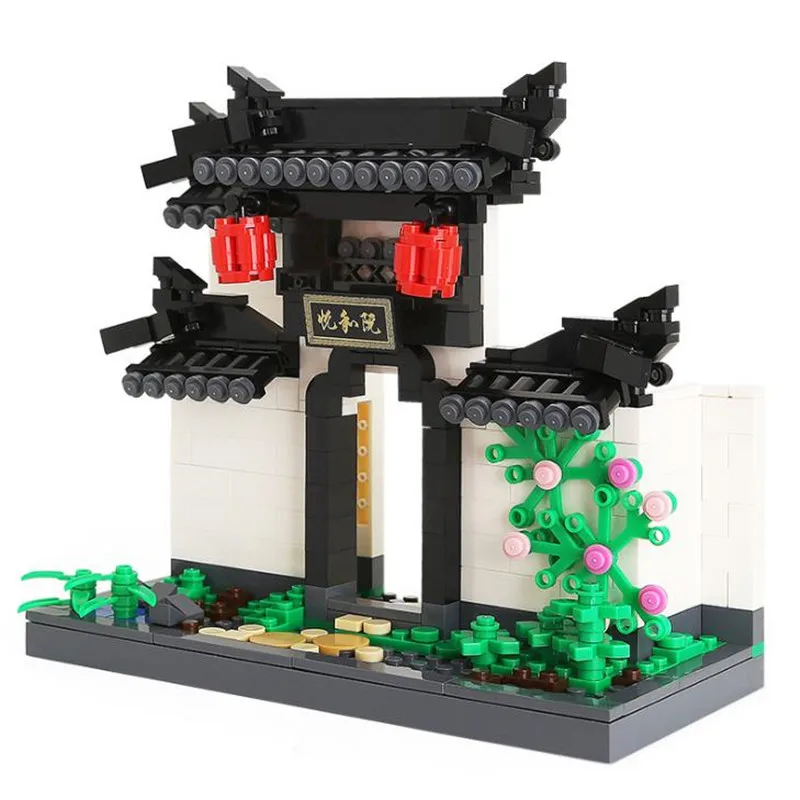 

City Street View Chinese Style Architecture Beijing Roast Duck Restaurant Model Building Blocks DIY Bricks Toys For Children