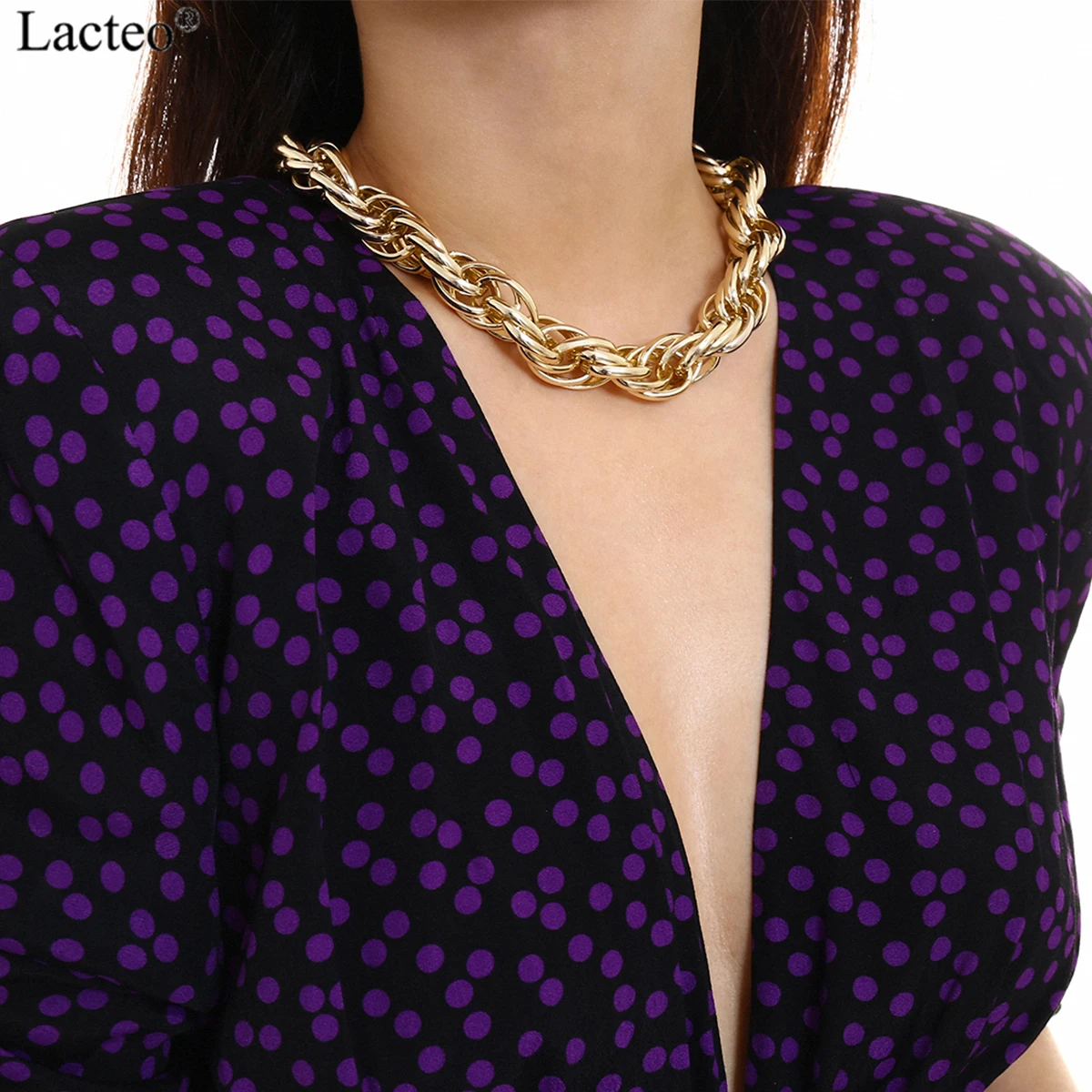 

Lacteo Punk HipHop Golden Color Collar Choker Necklace Women Exaggerated Multi Layer Twist Chain Charm Necklace Fashion Jewelry