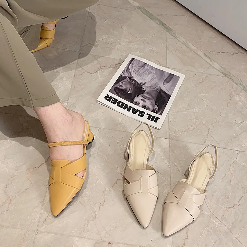 

Fashion Woman Sandals Summer High Heels Shoes Ladies Slides 2021 Female Outdoor Woman Spike Heels Sandals Shallow Shoes