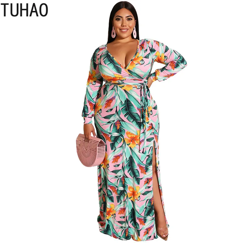 Женское винтажное платье TUHAO пляжное в богемном стиле большие размеры 5XL 4XL 3XL WM115