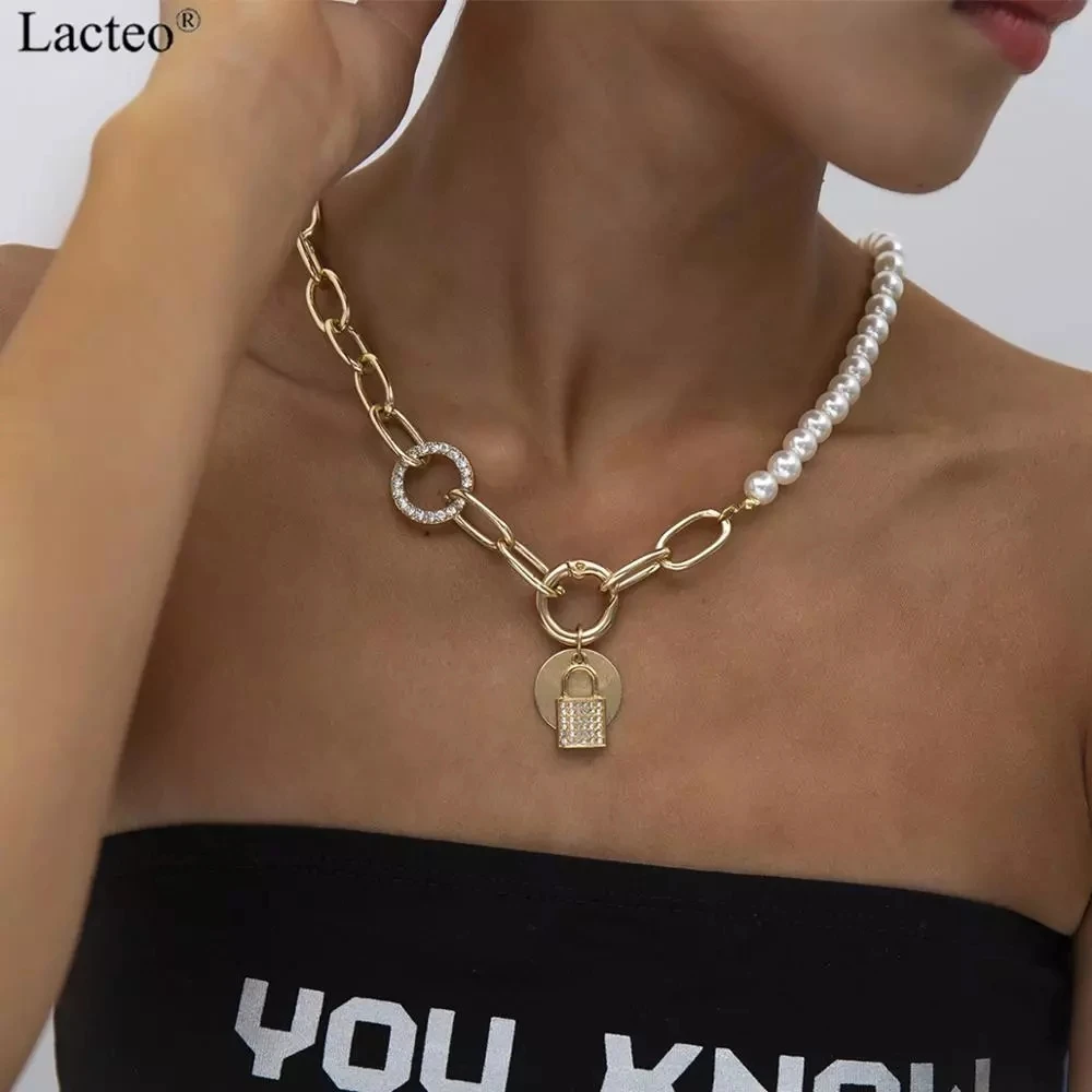 Женское колье чокер с имитацией жемчуга в стиле панк|Ожерелья подвеской| |