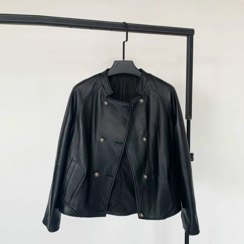 Spring 2020 Haining leather jacket for lady Bat sleeve cape sheep leather coat loose Korean leather jacket