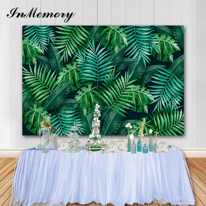 

InMemory Green Leaves Backdrop Baby Shower Photo Background Newborn Photography Props Studio Birthday Vinyl Banner Photophone