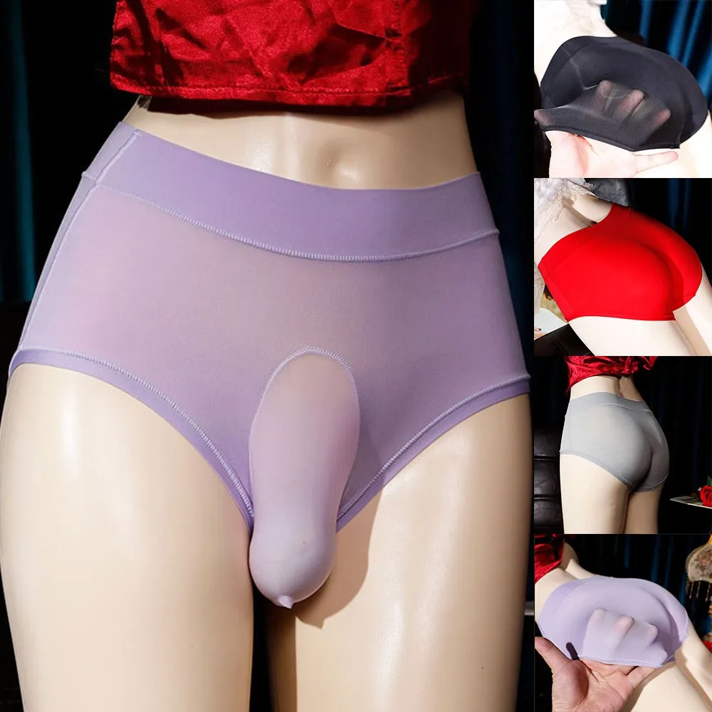 Трусы-брифы мужские кружевные бесшовные с рукавом для пениса |