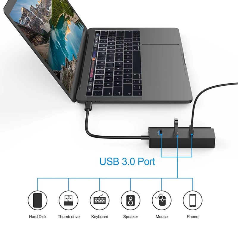 Концентратор USB Type-C USB-C RJ45 адаптер Gigabit Ethernet 1000 Мбит/с LAN порт USB-A 3 0 с держателем для