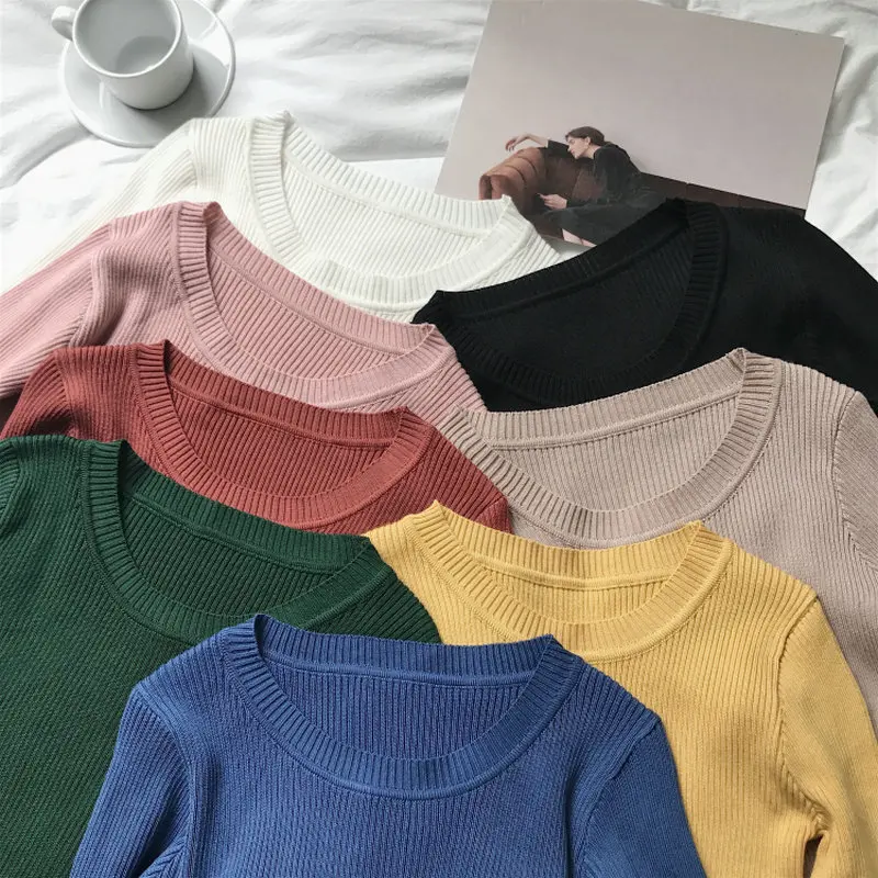 

Fall Pink Knitted Sweater Women's Clothes Black Korean Pullover Tops Vintage White Winter Thin Woman Sweaters Autumn Jumper 2020