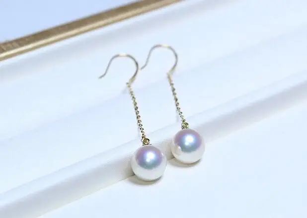 Бесплатная доставка великолепная пара из 10 11 южноморских круглых белых жемчужин