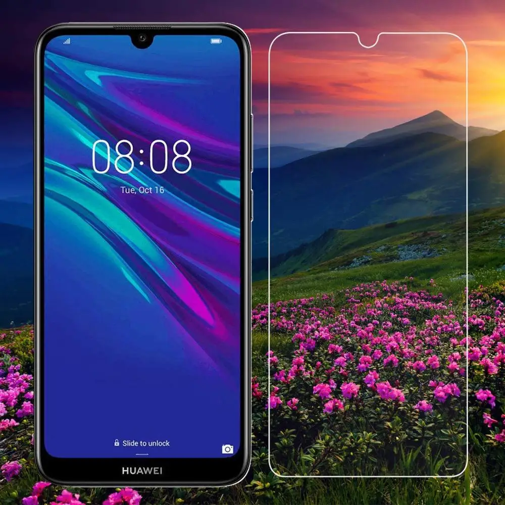 2pcs tempered glass for huawei y5 y6 y7 prime pro y9 2019 glass screen protector on for huawei p smart z 2019 protective film free global shipping