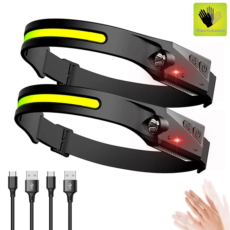 

2400Mah USB Rechargeable Induction LED Headlamps Head Torch Light Work Light 5 Modes Strobe Riding Headlamp Fishing Camping Lamp