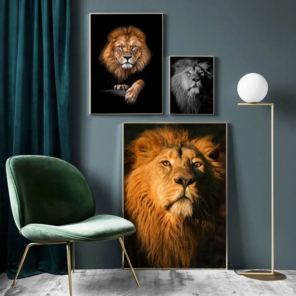 

Nordic Animal Wall Art Poster Lion Elephants Tigers Leopards Art Print Wildlife Canvas Painting Modern Picture Living Room Decor