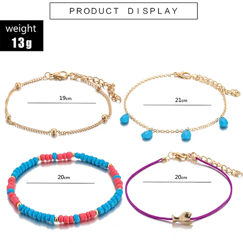 Женский разноцветный Пляжный браслет на лодыжку летняя пляжная цепочка ногу